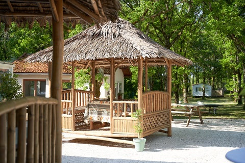 Reception with bamboo hut
