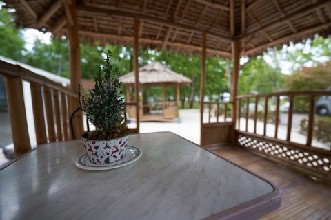 Reception with bamboo hut