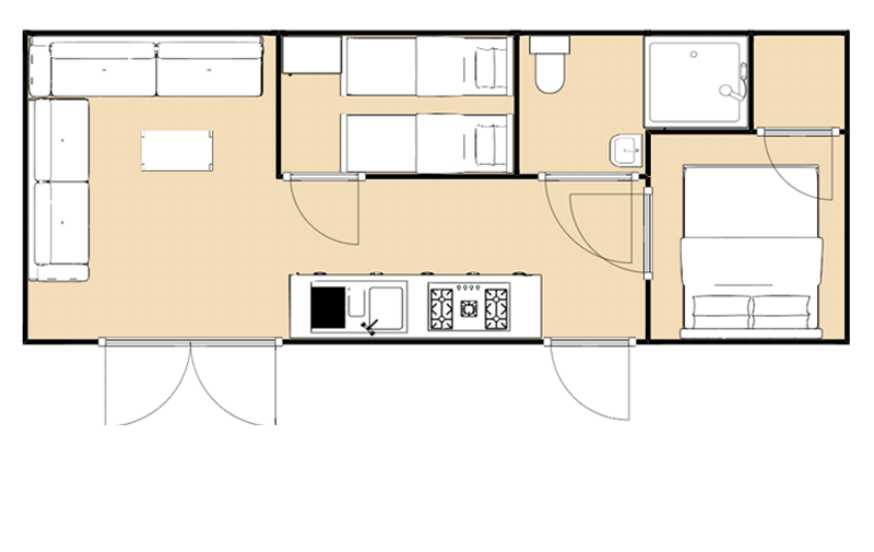 Floor plan of mobile-home with terace